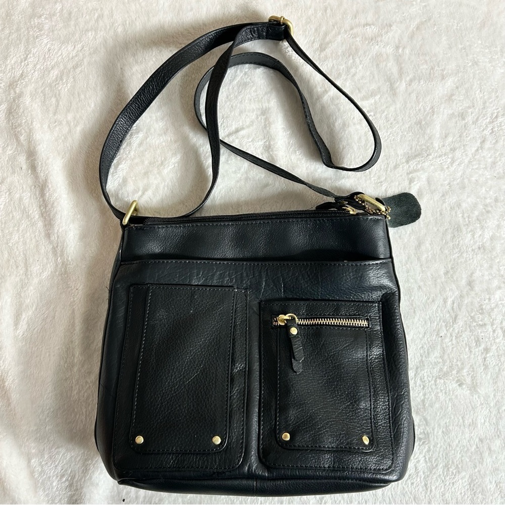 Great American Leatherworks Black Leather Crossbody Bag Adjustable Strap